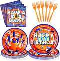 96Pcs Dart War Party Supplies Dart War Party Plates and Napkins Forks Disposable 350GSM Tableware Set for Kids Boys Birthday Party Dart War Themed Party Party Decorations,Serves 24
