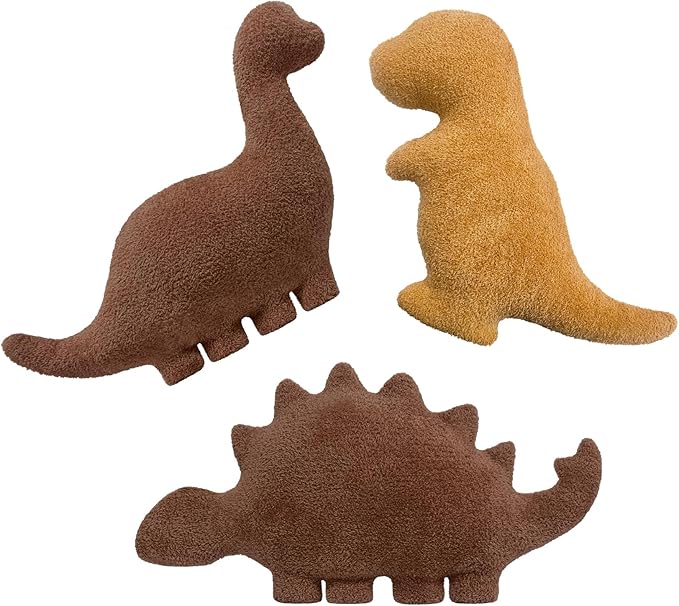 Andywoo Dino Nuggets Chicken Pillow Plush, Dinosaur Chocolate Pillow Stuffed Animals Plush Toy for Funny Birthday Gifts for Boy and Girl, Dinosaur Gifts for Kids Teens and Adults (3 Pack, Small)