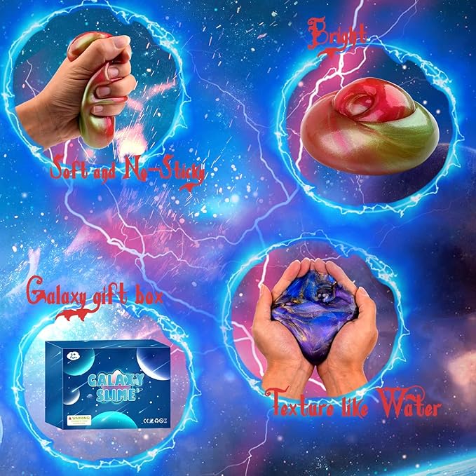 Galaxy Slime Kit with 60 Pack,Easter Slime Party Favors for Kids, Non Sticky,Wet,Soft Sludge Toy Mini Slime Bulk for Boys Girl, Stress Relief,Goodie Bags, Christmas Stuffers