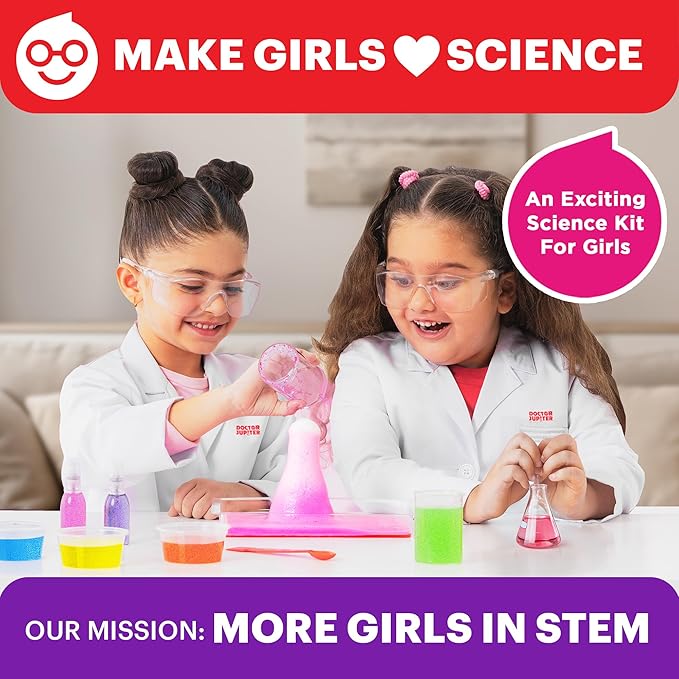 Doctor Jupiter Girls' First Amazing Science Kit for Kids Ages 4-5-6-7-8 | Birthday Gift Ideas for 4+ Year Old Girls | Learning & Educational Projects | STEM Toy with 100+ Experiments