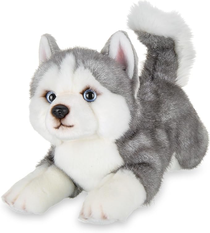 Bearington Explore 13-Inch Baby Dog Plush, Huggable Stuffed Animal Puppy, Adorable and Cuddly Husky Manouk Dog Plush Toy for Nursery Decor, Kids and Collectors, for Ages 3-14