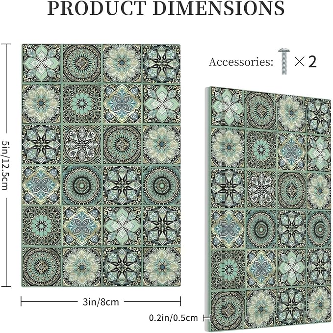 Moroccan Mandala Tile Floral Talavera Tiles Light Switch Cover Plate 1 Gang No Device Blank Electrical Wall Plates Faceplate Decorative Switch Plate Covers for Bathroom Kitchen Decor