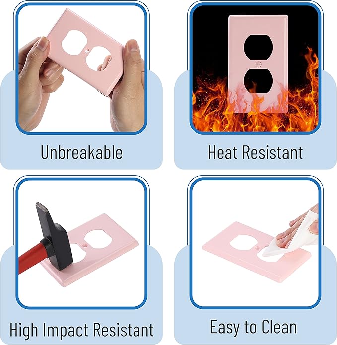 Bates- Duplex Receptacle Wall Plates, 2 Pack, Pink, Electrical Outlet Cover Plates, Electric Outlet Cover, Wall Outlet Cover, Outlet Plate, Outlet Wall Plate, Wall Outlet Cover Plate