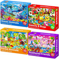 QUOKKA 100 Piece Puzzles for Kids Ages 4-6 – 4 Jigsaw Puzzles for Kids Ages 6-8 – Search and Find Game with Ocean Forest Animals for Childrens 5-8 – Learning Educational Toys for Boys and Girls 8-11