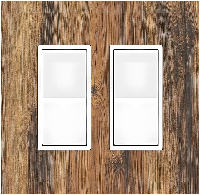 Decorative Outlet Covers Vintage Rustic Country Brown Wood 2 Gang Double Gfci Rocker Electrical Wall Panels Light Switch Cover Plate For Farmhouse Cabin Decor