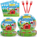 96Pcs Cute Dog Red House Birthday Party Supplies Cartoon Dog Red House Paper Plates and Napkins Puppy Theme Disposable Tableware Set for Kids Birthday Baby Shower Party Decorations Serves 24