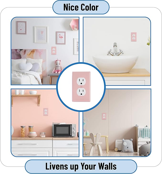 Bates- Duplex Receptacle Wall Plates, 2 Pack, Pink, Electrical Outlet Cover Plates, Electric Outlet Cover, Wall Outlet Cover, Outlet Plate, Outlet Wall Plate, Wall Outlet Cover Plate