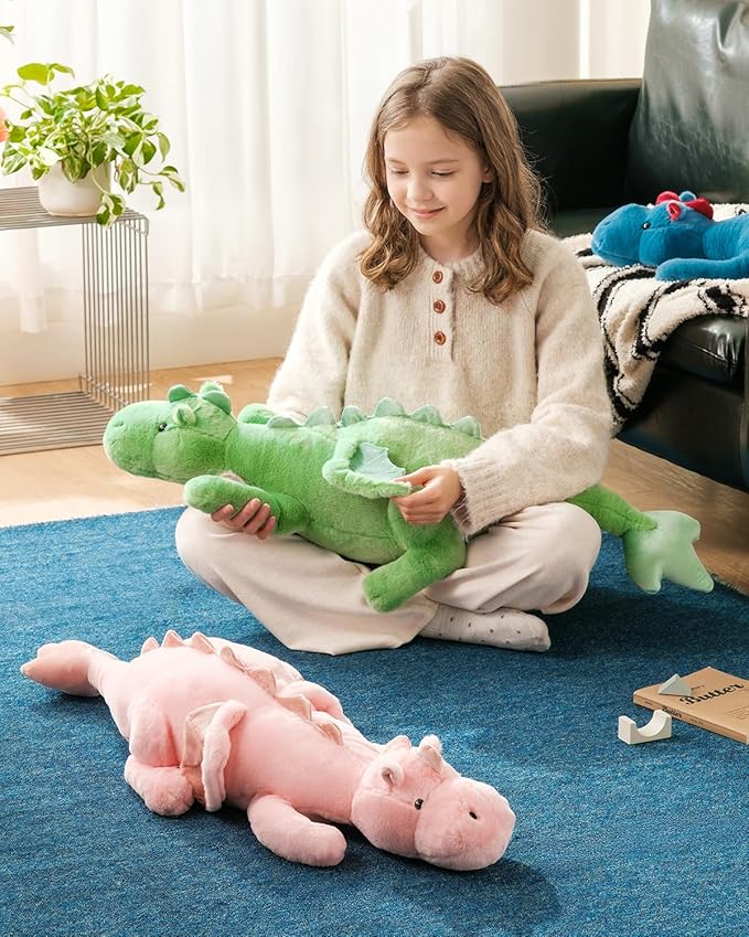 35.4" Weighted Dragon Plush Toy, 10lb Weighted Stuffed Animals, Silent Glass Beads Large Dragon Pillow for Sensory Relaxation for Kids and Adults, for Bedtime & Lounging