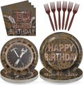 96Pcs Mechanic Tools Party Supplies Mechanic Theme Birthday Plates and Napkins Disposable Toolbox Gear Wrench Hammer Drill Pliers Tableware Set for Boys Men Happy Birthday Party Decorations Serves 24