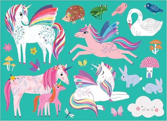 Crocodile Creek Coloring Poster and Sticker Set for Kids - Unicorn-Themed Coloring Activity with Stickers and Crayons - 18" x 24" Poster, 8 Crayons, 1 Sticker Sheet - Portable 3" x 9" Canister