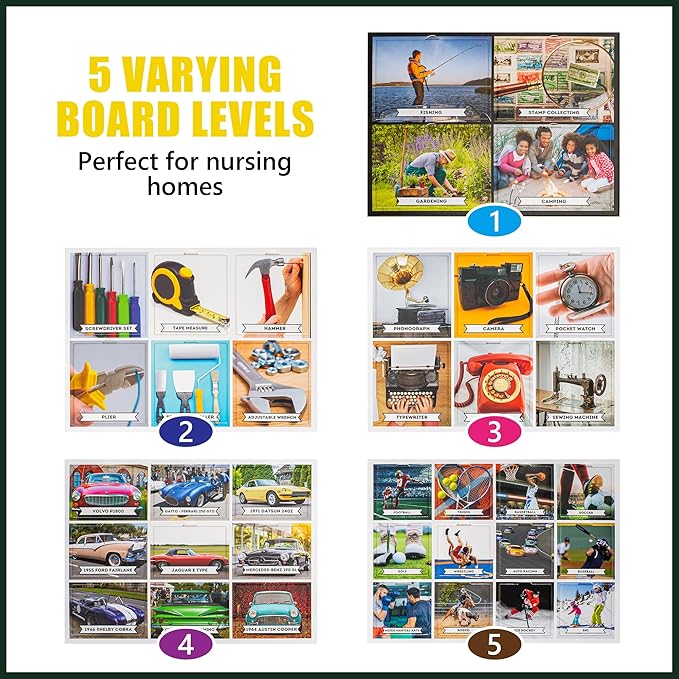 Assistex Matching Game Activity Board - Dementia Activities for Seniors - Memory Games for Adults with Alzheimers - Memory Loss and Alzheimers Activities - Matching Card Memory Games for Seniors