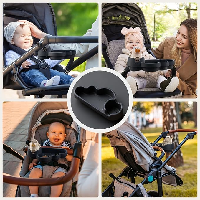 Li & Zhao Universal Stroller Snack Tray Attachment - Universal Snack for Cloud Cup Holder Stroller Tray Attachment Plastic Accessories for Baby,Toddler(Black)