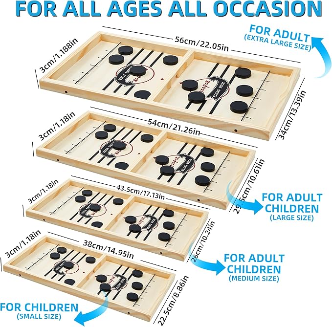 moopok Fast Sling Puck Game - Fast Action Super Foosball Table Desktop Battle Slingshot Wooden Air Hockey Board Game -Guaranteed Fun for Family Game Night or Friends Party