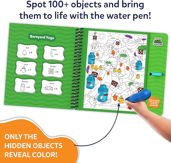 Skillmatics Reusable Search & Find Book - Water Spotter, Mess-Free Paint with Water Kit, Learning Activity, Animals, Screen-Free Fun, Travel Toy, Gifts for Boys & Girls Ages 4, 5, 6, 7, 8