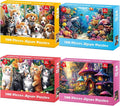 4 Packs 100 Piece Puzzles for Kids Ages 4-6 6-8 8-10, Cats Dogs Sea World Mushroom Large Piece Puzzle for Seniors 100 Pieces Adults Jigsaw Puzzle Learning Educational Xmas Toys for Boys and Girls