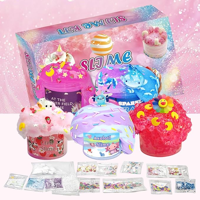 UIVIEHIR Magical Slime Collection 15pack Sensory Play Set with Ocean, Universe, Flower Field, Bee, Cupcake, Galaxy Themed Slimes, Kids Stress Relief Toy