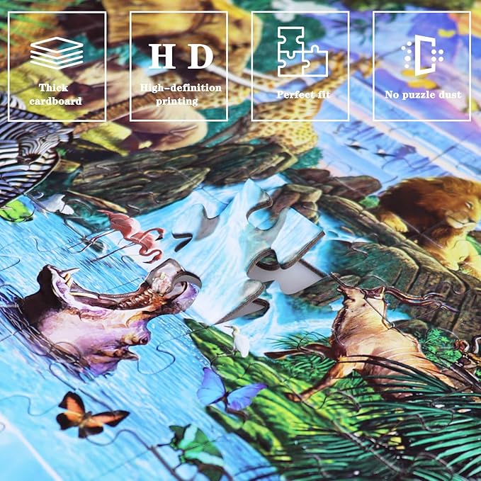 Puzzles for Kids Ages 6-8 8-10 Year Old - World Wildlife Panorama,200 Pieces Jigsaw Puzzles for Kids, Learning Educational Toys for Boys and Girls