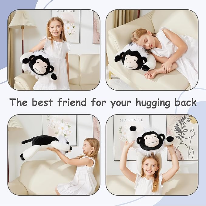 GILFWM Weighted Stuffed Animals Monkey - 25" Big Toy Pillow Plushie Gifts for Kids Boys Girls & Adults, 5 lbs Extremely-Soft Washable Plush Pillowfort