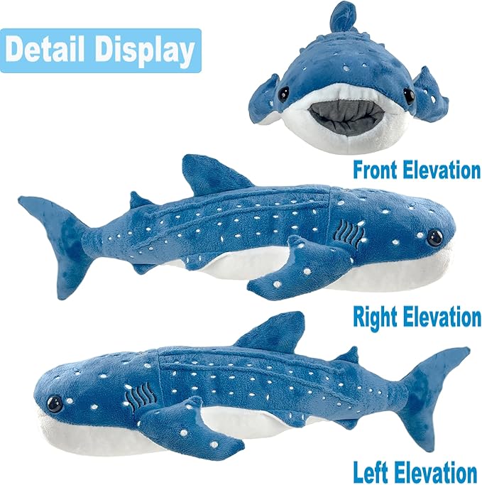 Mukouxun 18.5 inch Whale Shark Stuffed Animal Whale Shark Plush Whale Shark Kids Plush Toy Pillows Stuffed Blue Whale Doll