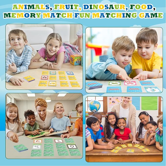 Zubebe 4 Sets Memory Matching Game for Kids Memory Match Fun Matching Game Educational Toys for Family Night, Party Favors, Classroom Prizes (Style 2)