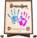 Best Grandpa Ever Gifts - Personalized Wooden Handprint Plaque, DIY Keepsake Craft Kit from Grandkids, Meaningful Family Decor to Capture Precious Memories, Unique Birthday Christmas Gift for Grandpa