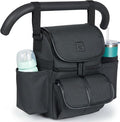 NT·hut Baby Stroller Organizer, Stroller Caddy Bag with 2 Wide Cup Holders & Bottle Straps, Universal Strap Fit, Fits 11" Tablet, Magnetic Pocket, Zipper & Mesh Pockets, Water Resistant 600D (Black)