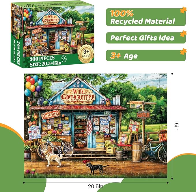 Puzzles 300 Pieces for Adults | HT Vegetable Store Puzzles | Recycled Cardboar Jigsaw Puzzles 300 Pieces | Challenging Family Activity Great Gift Idea for Family Friends | 20.5 X 15 inches