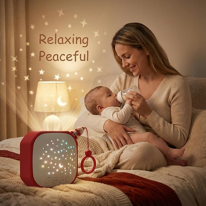 Portable Sound Machine Baby with Star Projector | White Noise Sound Machine for Sleep | Baby Noise Machine with Hook for Children's Bedroom, Travel, Car, Christmas Holidays Gifts (Snowman)