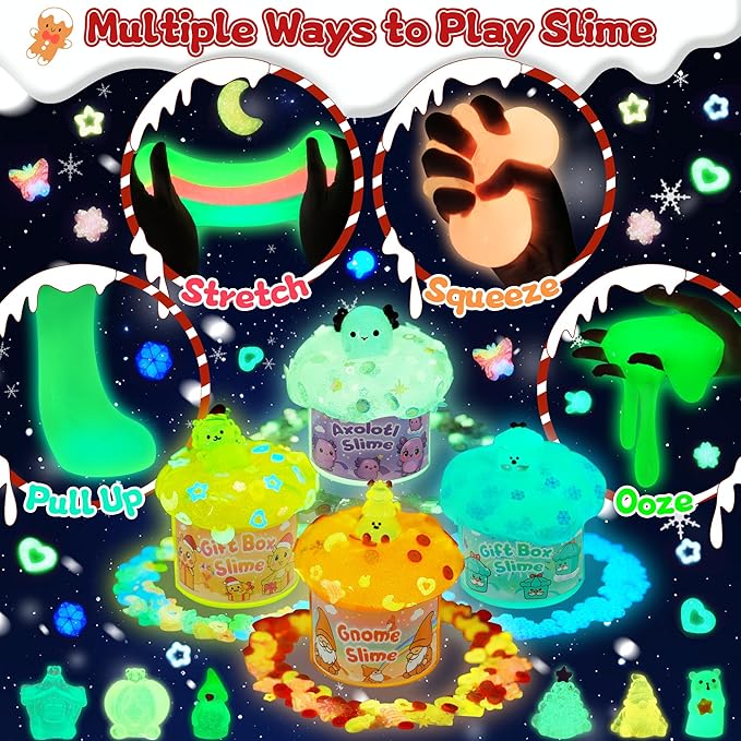 Slime Advent Calendar 2025, Christmas Countdown Calendar, 24 Days of Surprises with Glow-in-The-Dark Slime Kit, Halloween Toy for Kids Toddlers Teens Girls Boys