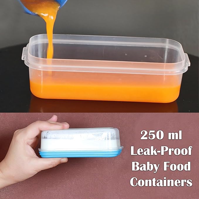 Small Plastic Food Storage Containers with Lids, 8-Pack 8oz (1 Cup / 250 ml) Rectangular Freezer Portion Containers for Leftovers, Spices & Soup, BPA-Free, Stackable, Leak-Resistant, Microwave Safe