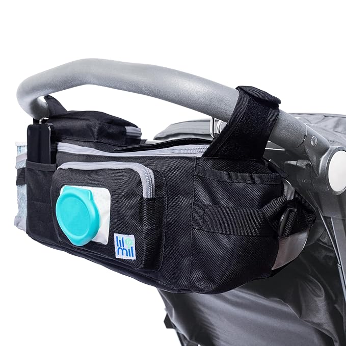 Lil & Mil Crossbody Diaper Bag with Wipes Pocket | Convenient Small Diaper Bag | Doubles as Hanging Stroller Organizer with Cup Holder, Cell Phone Holder & Wipes Pocket - Tot Tote