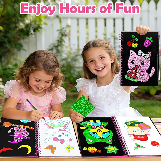 FUNNYB&G Foil Art Crafts for Kids Ages 4-8: Easter Basket Stuffers for Kids 2026, Easter Gifts for Girls, Crafts Supplies,Party Favors,Creative Toys for Girls 4 5 6 7 8 Years Old(Little Cat)