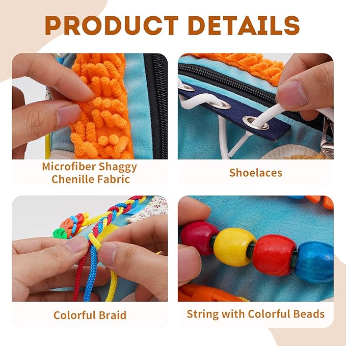 Fidget Sensory Blanket for Dementia Alzheimer’s Elderly Adults - Anxiety Relief Activity Mat, Calming Touch Therapy for Seniors, Adult Fidget Toys for Restlessness and Cognitive Engagement