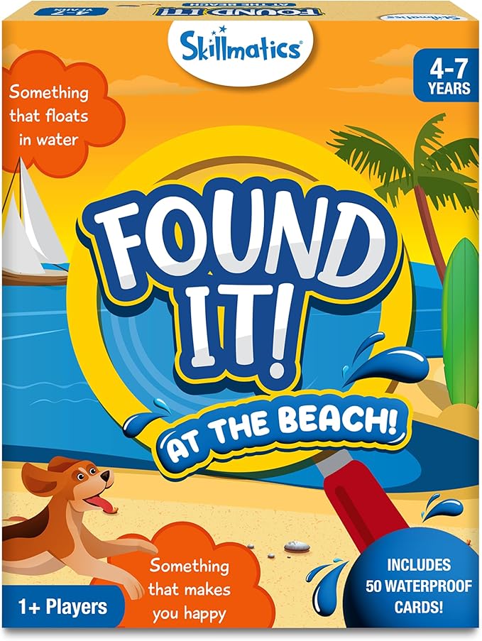 Skillmatics Scavenger Hunt Card Game - Found It Beach, Outdoor Learning Educational Game Collections, Perfect for Kids and Families Who Love Board Games, 50 Waterproof Cards, Gift for Ages 4, 5, 6, 7