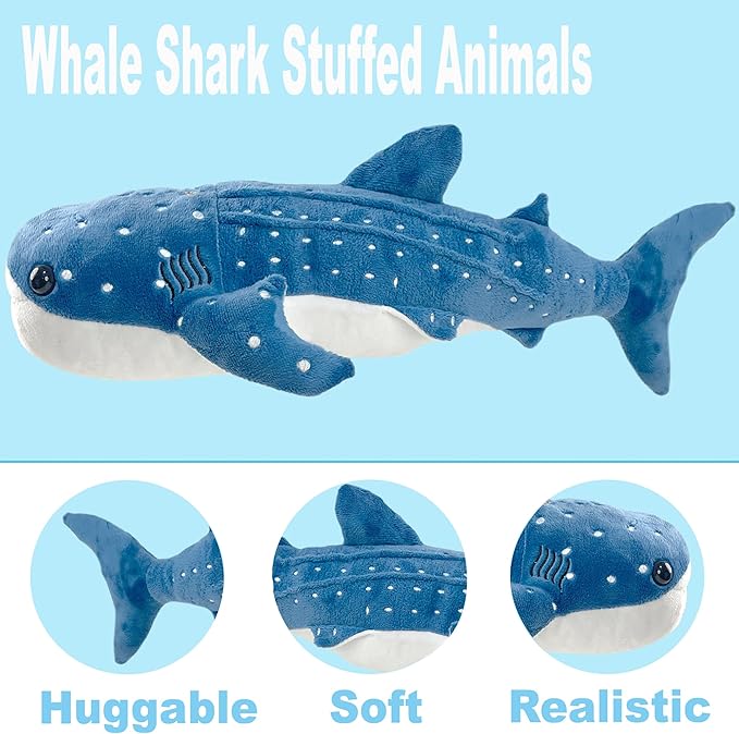 Mukouxun 18.5 inch Whale Shark Stuffed Animal Whale Shark Plush Whale Shark Kids Plush Toy Pillows Stuffed Blue Whale Doll