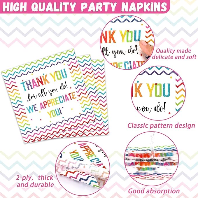 200pcs Thank You Plates Napkins We Appreciate You Party Tableware Set Teacher Appreciation Dinnerware Be Thankful to Teacher Mother Doctor Paper Plates for Congrat Graduate Decor Supplies Serve 50