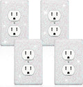 Yexiya 4 Pcs Pink Glitter Light Switch Covers Preppy Room Decor, Cute Pink Bling Outlet Wall Plate Covers for Nursery Women Teens Princess Theme Room Decor(White)