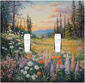 Decorative Switch Plates Floral Landscape Rustic Nature Wildflower 2 Gang Double Toggle Outlet Light Switch Cover Wall Plate Electrical Faceplate For Bed Room Living Room Decor