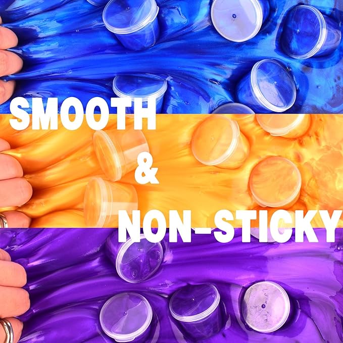 Galaxy Slime 24 Pack – Blue, Gold & Purple Slime Party Favors, Non-Sticky, Valentines Slime Kit for Classroom Prizes, Christmas Stocking Stuffers, Goodie Bag Stuffers,Easter Basket Stuffers for Kids