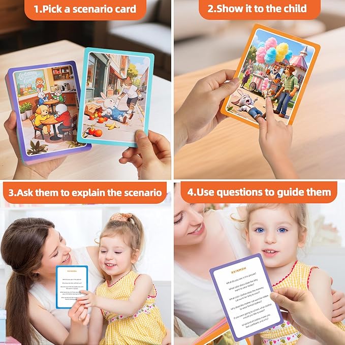 Speech Therapy Materials, Who What Why Conversation Cards for Kids – Learning Game for Social Skills, Emotional Intelligence & Critical Thinking, Sequencing Game & Articulation Materials, Ages 4+