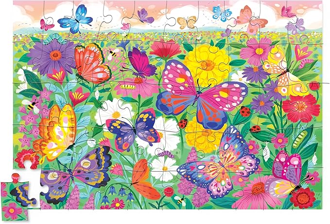 Crocodile Creek 50-Piece Jigsaw Puzzle - Fun Table or Floor Puzzles for Kids Ages 4-6 and Up - Includes Heavy-Duty Shaped Box for Storage - Butterfly - 12" x 8" Finished