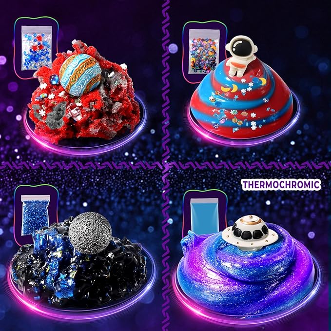 Large Slime Kit, Sparkling,Multi-Color Sensory Putty for Kids Glimmer, Crunchy, Foam, Jelly Cubes Slime, Creative and Endless Fun, Stress Relief Therapy Toys, Party Favors for Kids, for Girl Boys
