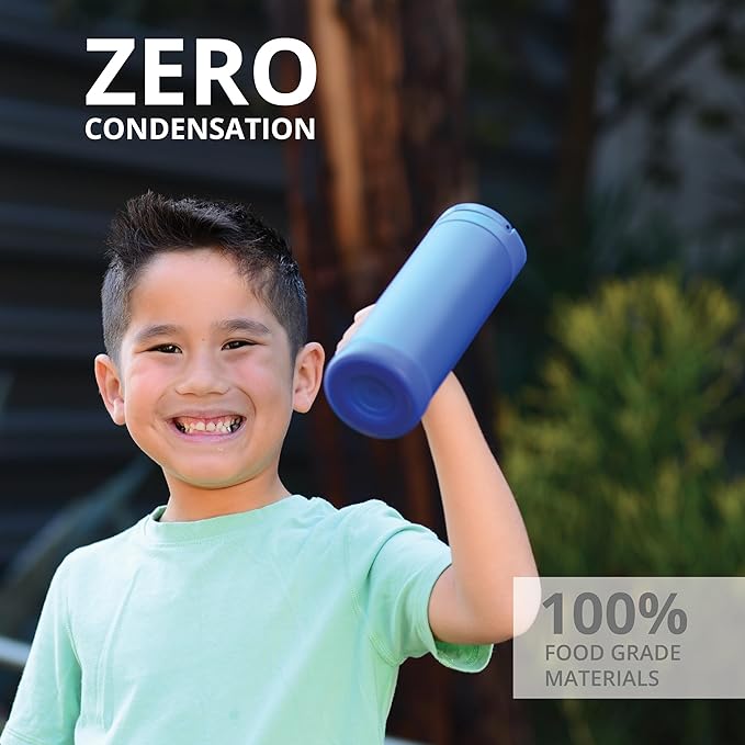 Elemental Iconic Kids Water Bottle for School - 100% Leak-Proof Insulated Water Bottles with Straw Lid & Pop-It Handle for Boys & Girls - Triple-Wall Insulated & BPA-Free, 14oz – Royal Blue