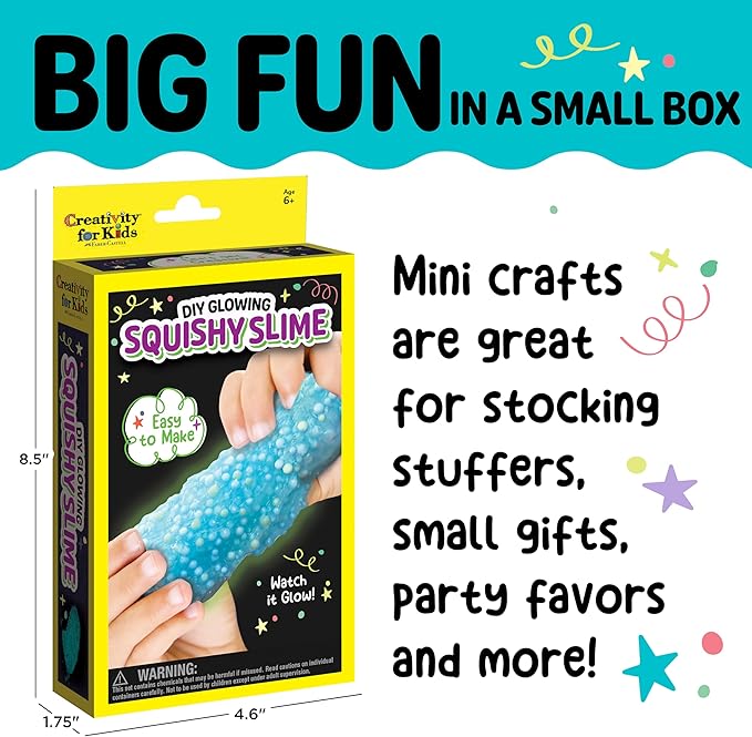 Creativity for Kids DIY Glowing Squishy Slime Kit | Hands-On STEM Activity & Sensory Toy | Mix, Stretch & Glow Mess-Free Fun | Great Gifts & Easter Basket Stuffers for Kids (Ages 6+)