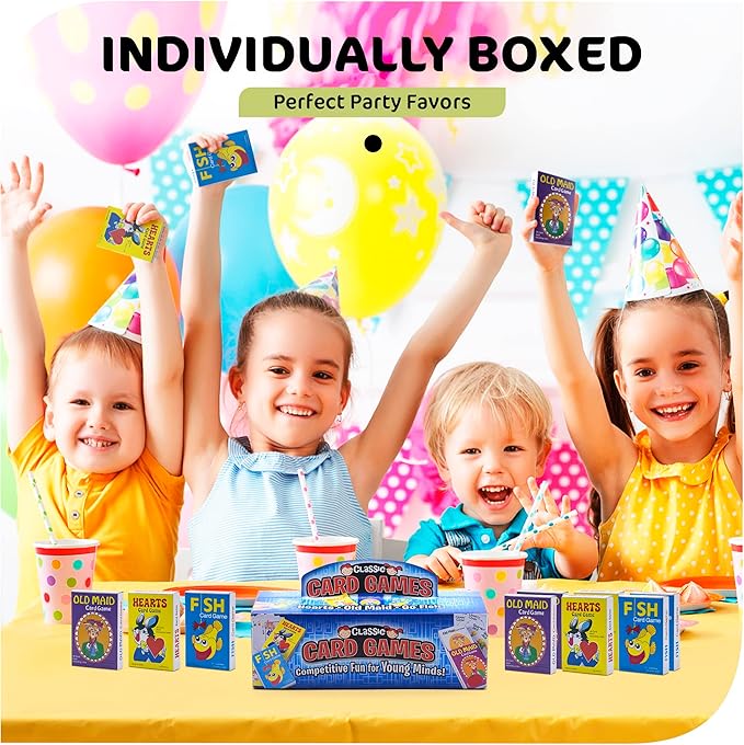 Kids Card Games Bulk – 12 Pack Classic Card Games for Kids Ages 4-9, Multi Pack Set Includes: Hearts, Go Fish, & Old Maid Playing Cards for Family Game Night, Party Favors & Classroom Prizes