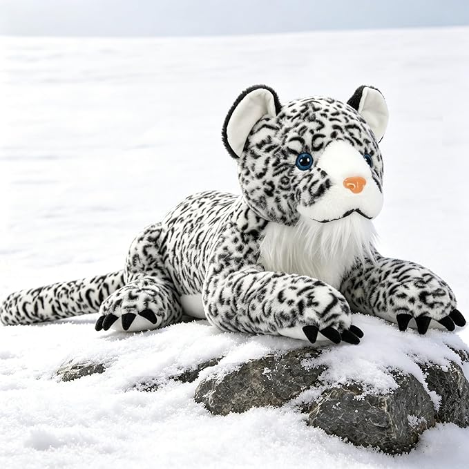 MaoGoLan Giant Realistic Snow Leopard Stuffed Animal – 47” Soft & Fluffy Cheetah Plush Toy, Large Jaguar Plush Pillow Stuffy, Valentines Birthday Gifts for Kids Girls Boys, Baby Shower Party Decor