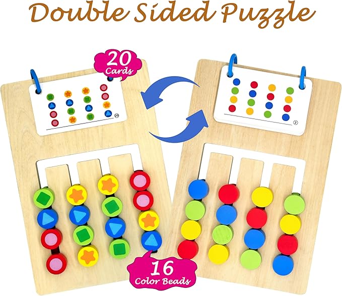 Double Color Matching Games for Dementia Patients, Easy Memory Care Activities for Seniors, Handhold Alzheimers Products for Elderly, Cognitive Puzzle Blocks Maze Busy Board Crafts Gadgets Gifts