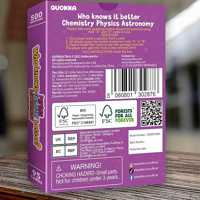 Board Games for Kids 8-12 – Family Card Games for Kids and Adults – Science Trivia Cards for Family Game Night – Who Knows Chemistry Physics Astronomy Better – Fun Card Game for Families and Teens