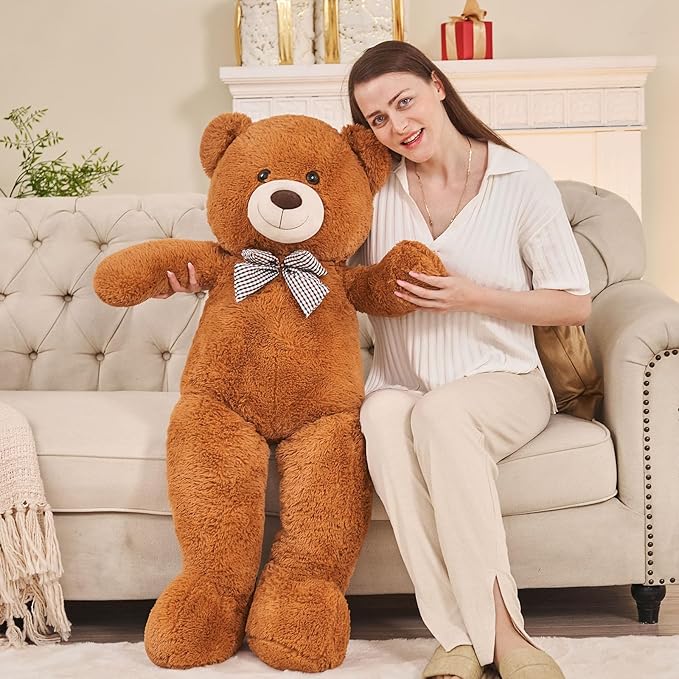 Toys Studio 47 Inch Big Teddy Bear Giant Teddy Bear Stuffed Animal 4ft Dark Brown Plush Toy for Baby Shower Party Decorations Kids Christmas Valentine's Day Gifts