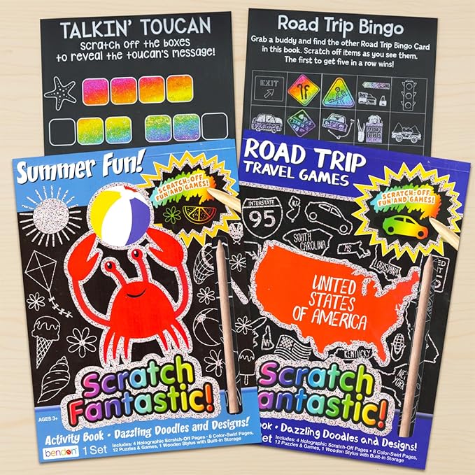 Road Trip Games for Kids - Bundle with 2 Travel Activity Activity Books Featuring Snakes and Ladders, More | Travel Activites for Kids, Boys, Girls